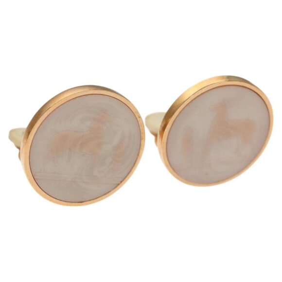 HERMES Earring metal Gold Tone Auth am8309 - Picture 1 of 9